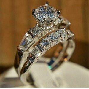 925 Silver White Topaze Ring Set Sz 6